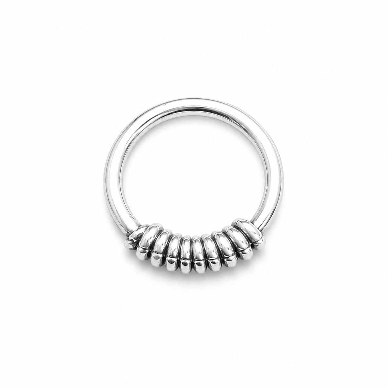 925 Sterling Silver Beaded Open Cuff Ring - Image 3
